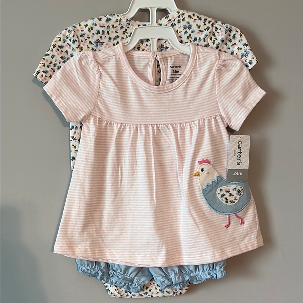Carter's Baby Girl Dress Set with Chicken Appliqué
